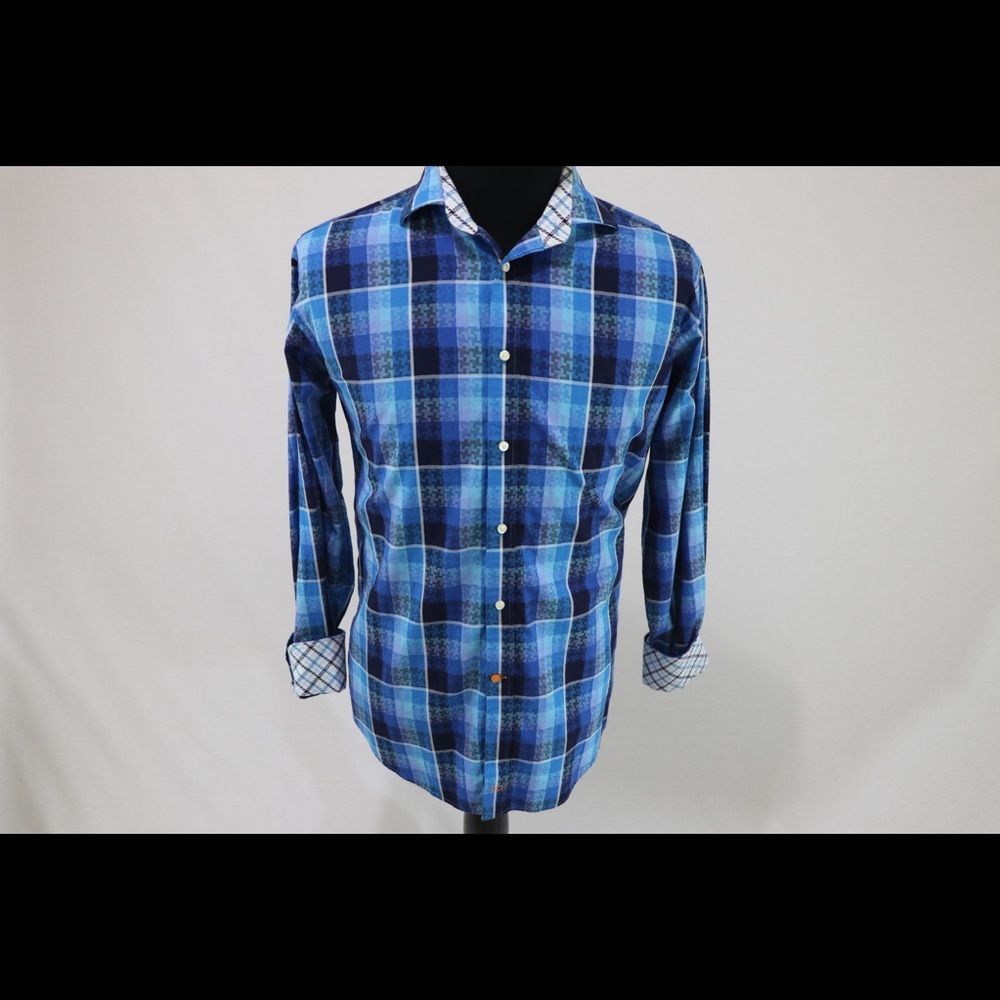Thomas Dean Mens Button-Up L/S Shirt SZ Large